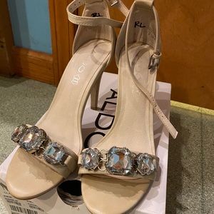 Beige Ankle Strapped Heel Size 8